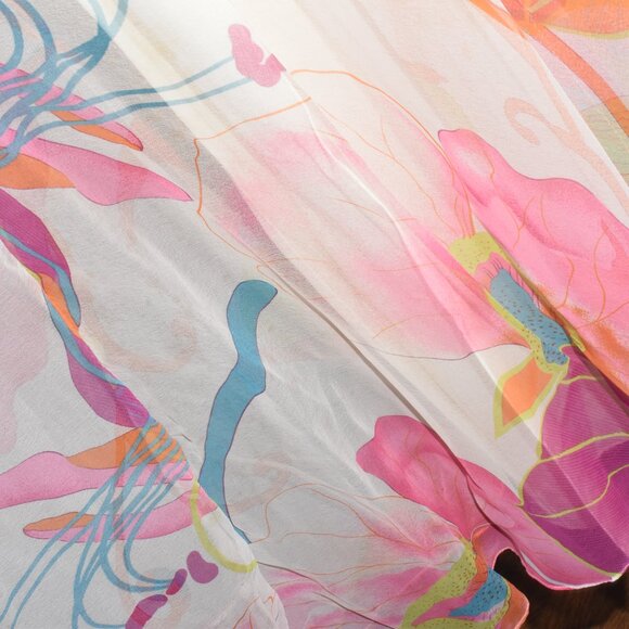 1960's VINTAGE Abstract Flora Chiffon Maxi Stunning Dress Small Size - Picture 5 of 16